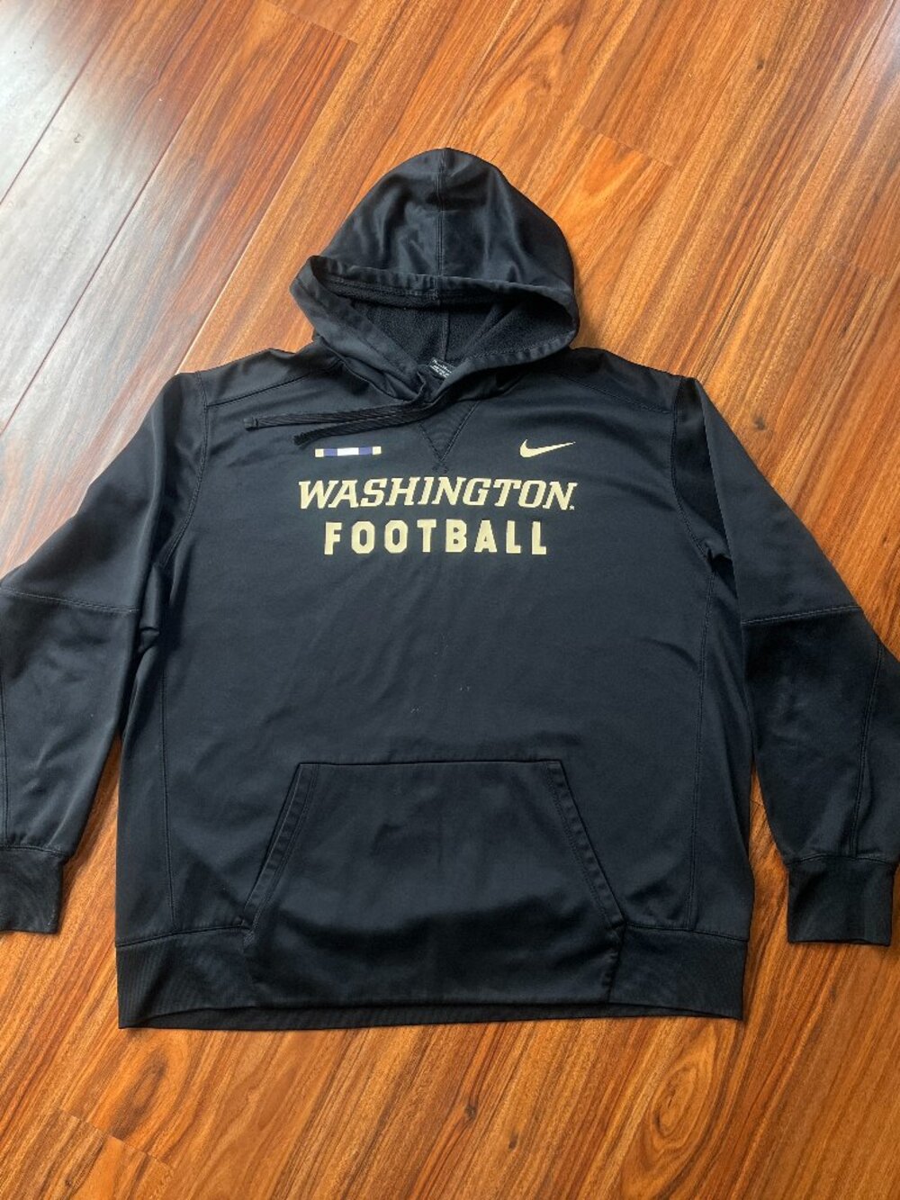 Nike Dri-Fit Washington Huskies Football Black Hoodie Sweatshirt XXL